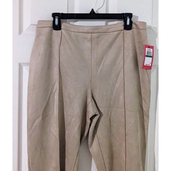 Vince Camuto Faux Suede Pants Pull On Stretch Career Casual Latte Large NWT $79 - Picture 7 of 11